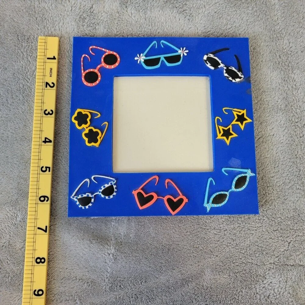 Blue Patterned 3D Photo Frame 3.5x3.5 Square Picture Frame Summer Decor S74E